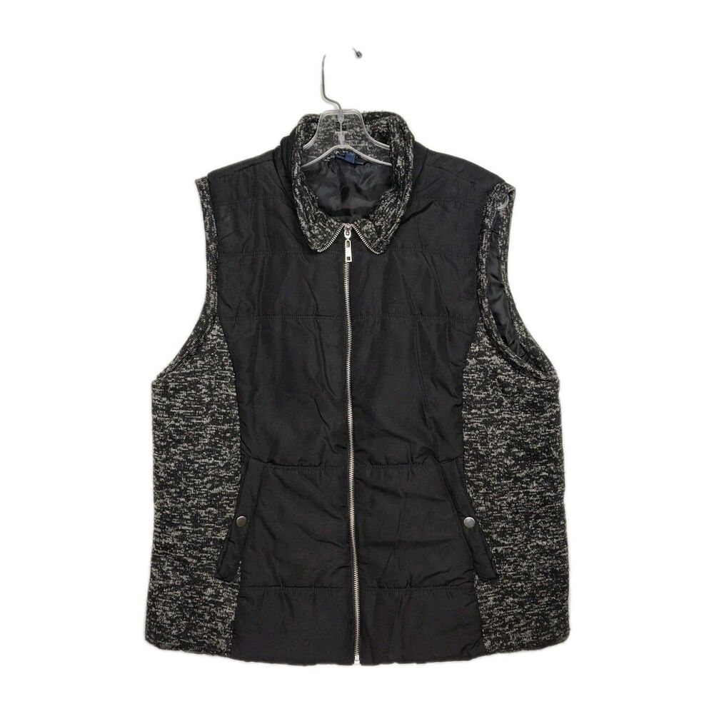 Northcrest Full-zip Vest Women's‎ XL Black w/ Gray Filled Snap Pockets